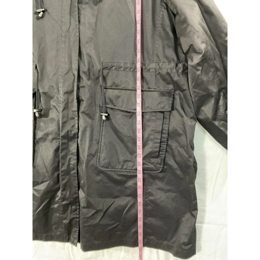 Coat Womens 3XL Black Hooded Faux Fur Lined Long Parka Pockets Zip Warm Winter
